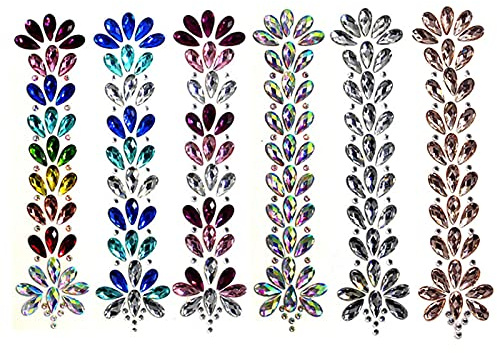 JK Home Hair Gems Tattoo Stickers, Mermaid Rhinestone Glitter Tattoos Eyes | Forehead Face Body Tears Jewels Stickers with Self Adhesive Crystal For Music Festival Party DIY Body Art Mult