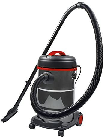 Brüder Mannesmann Nass-Trockensauger, 1200 W, 30 l Edelstahlbehälter, Blasfunktion, langes Kabel, Düsenset für Werkstatt und Garage, 3,5 m Saugschlauch, 2 Saugrohre, Filterset, schwarz/rot | M12745