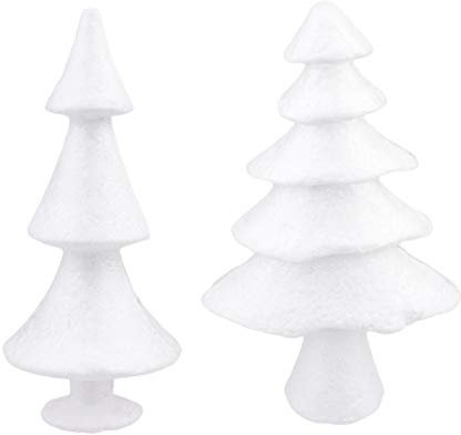 2 TLG Styropor Weihnachtsbaum, DIY Handwerk Schaumstoff Tannenbaum, Weihnachtliche Winter Dekoration zum Basteln, Gestalten, Filzen, Malen (28cm und 17cm)