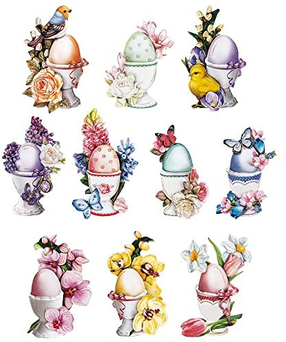 Ideen mit Herz 3-D Motive, ausgestanzt, ca. 7-10 cm, 10 Stück im Beutel | Bilder zum Basteln & Dekorieren | Grußkarten selber machen | Bildmotive für Scrapbooking & DIY-Deko (Oster Eierbecher)