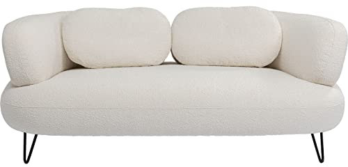Kare Design Sofa Peppo, Weiß, Moderner 2-Sitzer, Bouclé-Polsterbezug, Schwarze Metallbeine, 72x182x94cm (H/B/T)