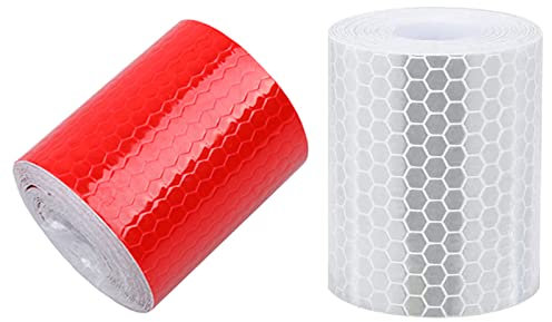 YiYFiT Ruban adhésif réfléchissant, 2 rubans adhésifs de sécurité autocollants d'avertissement 5cm * 3M,ruban adhésif haute visibilité (rouge et blanc) pour bicyclettes,vêtements,casques,véhicules