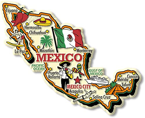 Mexico Jumbo Country Map Magnet by Classic Magnets, 3D Rubber Vintage-Style Collectible Souvenirs and Gifts Made in The USA