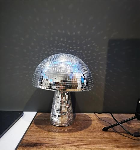 Pilz-Discokugel, Disco-Spiegel, reflektierende Kugel, Spiegel, Discokugel, Pilzform, Heimkunst, Dekorationen, kreatives Harz, Bastelschmuck, Silber