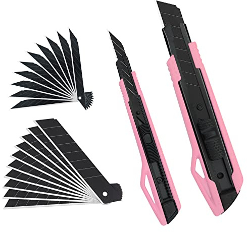 MANUFORE 2 Pack Pink Snap-off Knife 9mm 30 Degree Knife and 18mm Knife Set