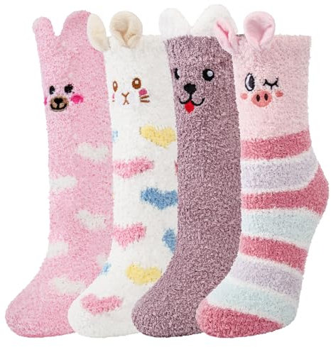Justay Sowarm Fluffy Socks Womens Cozy Thermal Socks Girls Soft Fuzzy Socks Winter Warm Socks Home Socks Animal Bed Socks Chiristmas Socks