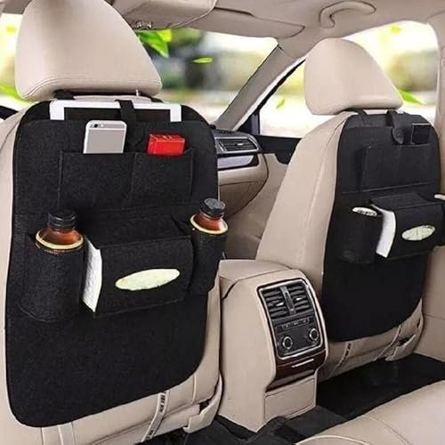 2 pcs Car Backseat Organizer Car Seat Organizer Protector car organizer for kids car organiser seat Storage Pockets Seat Car Organiser Back Seat Rear seat Car storage Bag (BLACK)