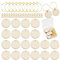 SUNNYCLUE 1 Box Weinglas-Anhänger Aus Holz, Markierungen, Etiketten, Flache, Runde Anhänger, Glaskennzeichnung Für Getränke, Stängelgläser, 20 Holzanhänger, 20 Creolen, 30 Biegeringe, Familientreffen