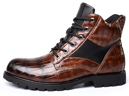 Uomo Stivaletti Derby Vintage PU Pelle Stivali da Combat Modai Stivali da Lavoro Biker Boots Moto Stivali Taglia 38-48 (44,Marrone)