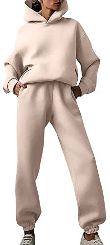 Jogginganzug Damen,Damen Sportanzug Traingsanzug Jogginganzug Set Frauen 2 Teilig Anzug Freizeitanzug Lässige Einfarbig Hoodie Sweatshirt Pullover + Lang Hosen 2 Stück Set Sportswear Outfit