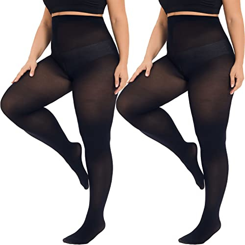CozyWow Plus Size Tights for Women Stockings with Enough Elasticity & High Waist Soft and Durable Semi Opaque Pantyhose