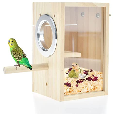 RoseFlower Vogelzuchtkasten, Hölzerne Vogel Nistkasten, Nest für Untrennbar im Käfig, Holz Voliere Brutkasten, Hochwertige Aufzuchtbox aus Holz für Vogelnest (7,8 x 4,7 x 4,7 Zoll)