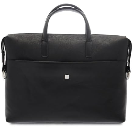 Giudi ® - Herrentasche aus Kalbsleder, echtes Leder, Schultergurt aus Stoff, ein Fach, Griffe aus Leder, Made in Italy - 12053/T/AE/COL, Schwarz , 31,00 x 42,50 x 9,00 cm