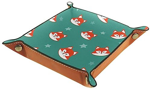 Rolling Dice Games Tray Fox Folding Leather Square Jewelry Trays Key Coin Candy Storage Box