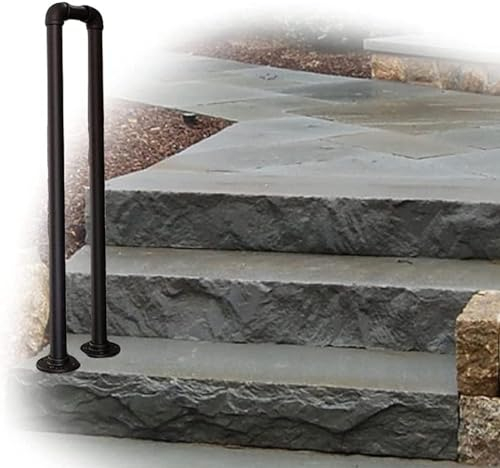 Treppengeländer Übergangshandlauf in U-Form, Schmiedeeiserne Metallrohrtreppe Rutschfest Handläufe mit Montagesatz Außenfluren Und Dachbodentreppen Geländer,90CM