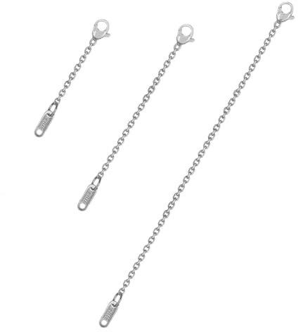 Bonison Silver Necklace Extenders for Women, Adjustable Chain Extension with Lobster Clasp – 3PCS Jewelry Extenders for Necklaces, Bracelets, Anklets(2 4 6)