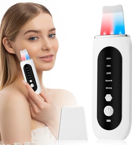 Pulizia Viso Ultrasuoni, Skin Scrubber Professionale per Pulizia Profonda la Viso Peeling e Cura, Pulitore per pori, Rimozione di Comedone, Spatola Ultrasuoni per la Pulizia di Punti Neri, Grasso