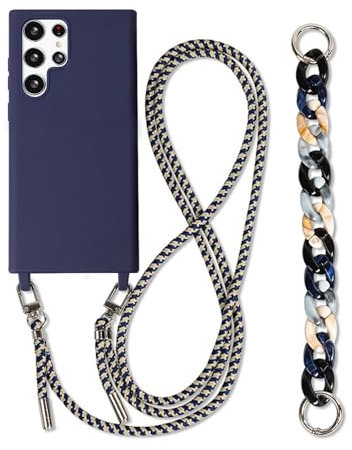 Rokmym Handykette Hülle kompatibel mit Samsung Galaxy S23 Ultra Schultergurt Weich Silikon Handyhülle mit Stylische Band Kordel zum Umhängen Schutzhülle Case Cover für Samsung Galaxy S23 Ultra