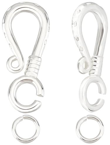 Beebeecraft 1 Box 10pcs S Hook Clasps Sterling Silver 19mm Necklace Clasp Connector with 20pcs Jump Ring for DIY Jewelry Making