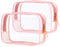 PLULON 2er-Pack Reise-Kulturbeutel, TSA-zugelassener Kulturbeutel, transparente Make-up-Tasche, tragbare Kosmetiktaschen in Quart-Größe, Handgepäck-Reisezubehör-Tasche für Damen und Herren – Rosa