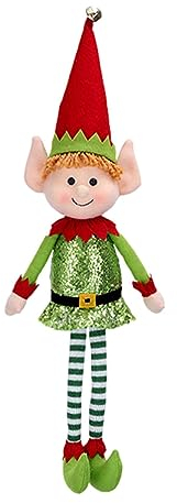 Weihnachtselfen Dekoration, 65cm Jungen/Mädchen Elfen Plüsch Puppen mit Langen Beinen, Langbeiniges Weiches Plüschtier, Weihnachtself Figur für Weihnachtsbaum Kamin Fenster Tisch Deko Geschenk