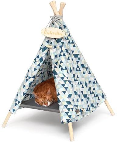 Outentin hundehöhle für kleine Hunde und Haustier – Stylish Katzenbett höhle – Modische hundehütte Indoor – Katzenzelt und cat House – viele Muster– Hunde und Katzen Tipi- 53x53x70cm - Dreiecke