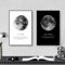 2 Premium Schwarz Weiß Mond Poster Set, Vintage Kunstdruck Bilder Modern Wandbilder, Wanddeko für Schlafzimmer und Wohnzimmer,OHNE Rahmen (50x70cm)