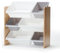 Kidoz Wooden Toy Storage Unit with 6x Removable Toy Boxes - Children's Toy Organiser, 3 Shelves - 2 Sizes of Storage Bins for Toys & Books - Ideal for Bedroom, Nursery or Playroom (Natural Wood)