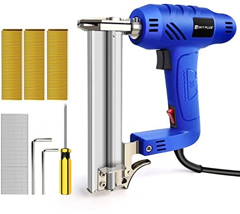 Electric Brad Nailer 2 in 1 Staple Gun Accepts 18GA Nails 15-32mm & Staples 15-25mm for Upholstery, Home Improvement, Fencing and Woodworking, 100 Nails+300 Staples Easy to use (Blue)
