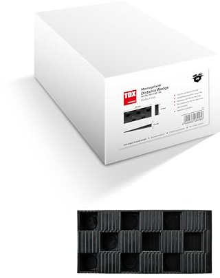 TOX Cales de montage Distance Wedge en plastique (PP), noir, utilisation polyvalente, alignement antidérapant, résistant aux intempéries, 90x45x15 mm, 1 carton, 50 pcs, 0651001061