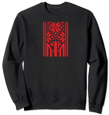 Ukrainisches Wappen Dreizack rote und schwarze Flagge Vyshyvanka Sweatshirt