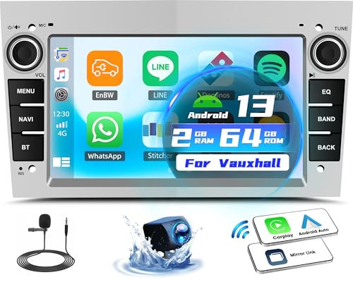 OiLiehu 2+64G Android 13 Car Stereo for Vauxhall Corsa Astra Vivaro Zafira with Wireless CarPlay Android Auto, 7” IPS Touchscreen with Bluetooth WiFi Mirror Link GPS FM RDS SWC HiFi/EQ Backup Camera