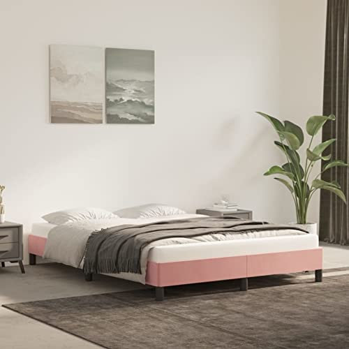 Homgoday Letto Moderno Struttura,Giroletto Rosa 140x200 cm in Velluto,Letto Moderno Struttura,Letto Giroletto Telaio,Letto Struttura,Telaio per Camere da Letto