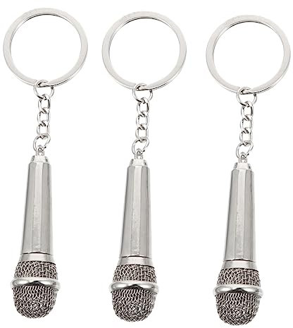 ANDRESLAD 3pezzi Microfono Portachiavi Charm Ciondolo Decorativo Per Chiavi Inossidabile Creativo Per Uomini e Donne Accessorio Musicale Per Festività e Occasioni Speciali
