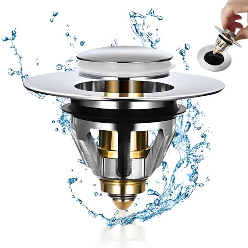 Waschbeckenstöpsel,Universal Pop Up Abflusssieb,Badewannenstöpsel mit Anti Clogging Sieb,Ablaufventil aus Messing,Anwendbar auf Abflussstopfen für Badewanne,Küche,Waschtisch(34-38mm)