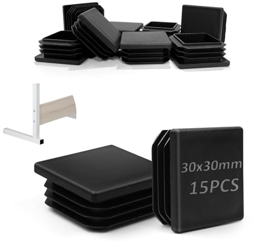 TXXATX Stopfen für Vierkantrohr 15 Stück Lamellenstopfen 30x30 mm Quadratischer Rohrstopfen Schwarze Lamellenstopfen für Vierkantrohre Wiederverwendbar Kunststoffkappen für Stühle Sofas Tische Regale