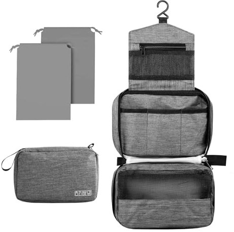 Aucuu Hängender Kulturbeutel, Kulturbeutel fur Damen/Herren, Faltbare Kulturbeutel zum Aufhängen, Kosmetiktasche Groß, Reise Kulturtasche, Waschtasche mit Haken, Toilettentasche