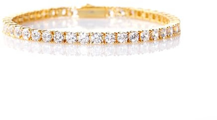 Lucoro - Tennisarmband, 4mm, 925 silber, 18K vergoldet, massiv, Damen und Herren schmuck, Unisex, Cubic Zirkonia (21cm)