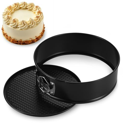 Zocipro Springform 20 cm Rund, 8 zoll Kuchenform Backform mit Antihaftbeschichtung, Kuchenbackformen mit Flachboden für Kuchen Backen, Schwarz