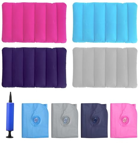 ZMDMAH 4 Stück Aufblasbares Kissen mit Pumpe Sitzkissen Luftkissen Reisekissen Camping Strandkissen Geeignet für Camping, Reisen, Strand, Outdoor 47 × 30cm