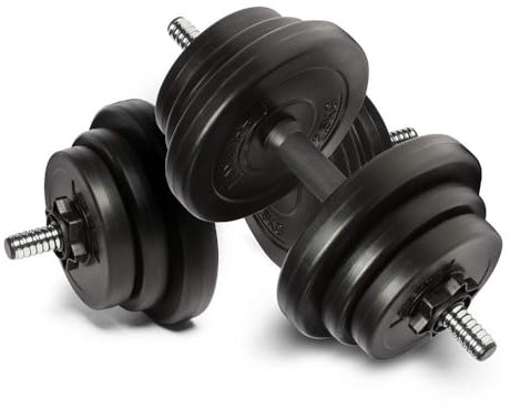 20kg Adjustable Dumbbells Set - Free Weights Dumbbell Handle Bars Pair - Excellent for Weight Lifting Body Building Home Gym Training Equipment Barbell Bench Press Exercise (20KG)