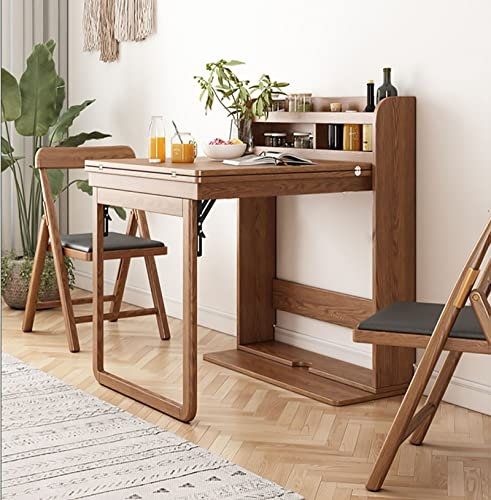 Fold Out Wall Table | Folding Wall Mounted Dining Table | Space-Saving Hideaway Desk with Large Storage for Kitchen and Home Office