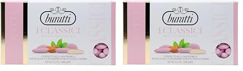 Buratti Confetti alla Mandorla Intera Rosa - 1000 g (Confezione da 2)