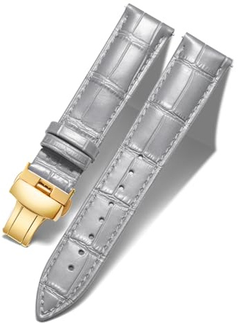 BINLUN Leder Uhrenarmband Lederarmband Ersatz Uhrenarmbänder für Herren Damen mit Silber/Gold/Roségold Schmetterling Faltschließe 12-24mm
