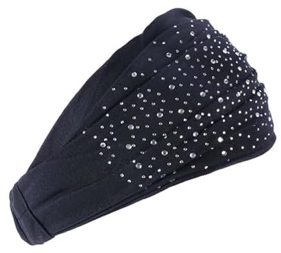 Black Makeup Headband Super Soft Yoga Rhinestone Head Wrap Solid Color Elastic, Women's Fashion Headbands, Hair Accessories