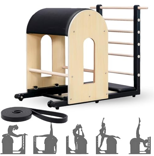 NzEupno Home Ladder Barrel Pilates Mit WiderstandsbäNdern, Pilates-üBung Zur WirbelsäUlenkorrektur Ist FüR BüRoangestellte Konzipiert, Yoga-Fitnessstudio Kraft Und FlexibilitäT Black