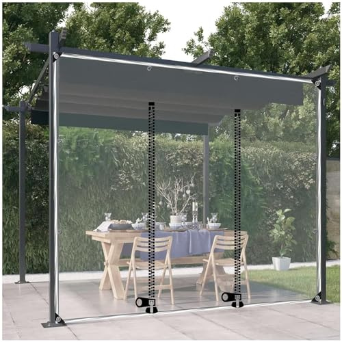 SAJMN Pannelli Laterali Trasparenti Impermeabili per Gazebo, pergola, Posto Auto, Patio, 5x3 m/16,4 * 9,8 Piedi, Tende Trasparenti per Gazebo con Occhielli
