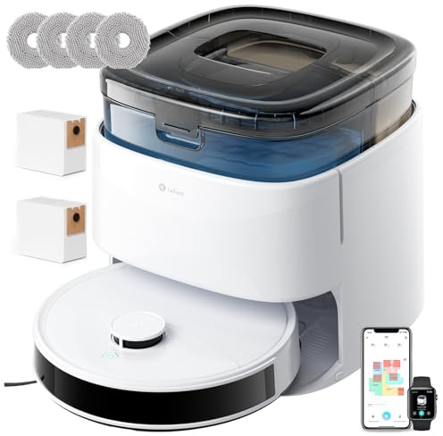 Lefant M3 Robot Aspirapolvere Lavapavimenti con Mappatura, 12,000 Pa, Doppio Panno Rotante, Navigazione dToF, Evitamento PSD, Auto-Svuotamento, Stazione Base All-in-one, Asciugatura, WIFI/App/Alexa