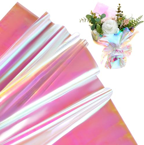 LALADEFIEE 40 Blatt Farbiges Zellophan Geschenkpapier für Blumensträuße und Süßigkeiten Schillernde Wickelfolie zum Basteln und Dekorieren