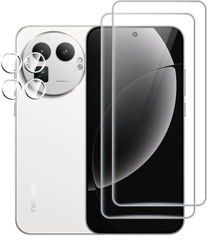 Heioloo 2 Piezas Protector Cristal Templado para Realme GT 8 pro, [2+2] Piezas Vidrio templado con Protector de Lente de cámara,Sin Burbujas, Dureza 9H Vidrio Templado, Arañazos